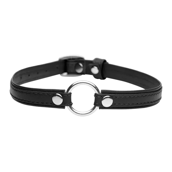 Sex Pet Leather Choker with Silver Ring – Black