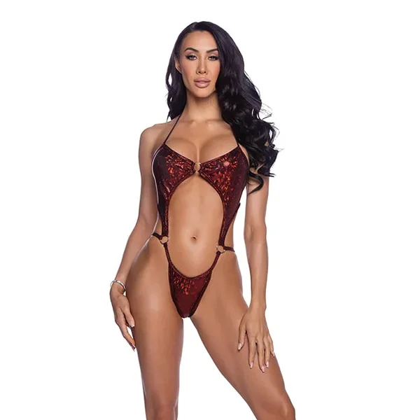 Shimmer Teddy w/Ring Detail – Red M/L