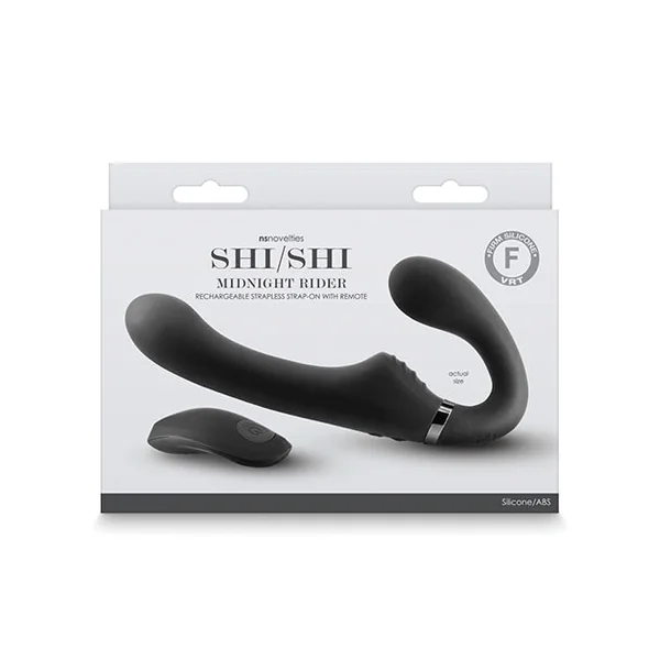 Shishi Midnight Rider Rechargeable Strapless Strap On W-remote - Black