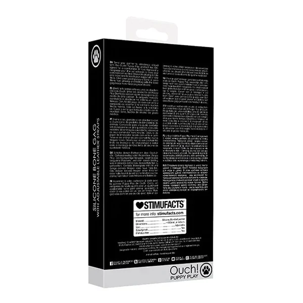 Shots Ouch Puppy Play Silicone Bone Gag – Black