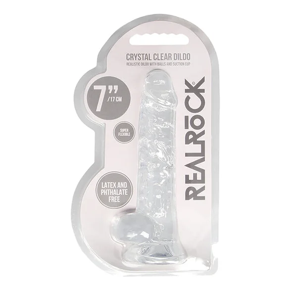 Shots Realrock Realistic Crystal Clear 7" Dildo W-balls - Transparent Clear
