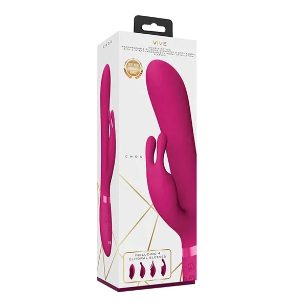 Shots Vive Chou G-Spot Rabbit w/Interchangeable Clitoral Attachments – Pink