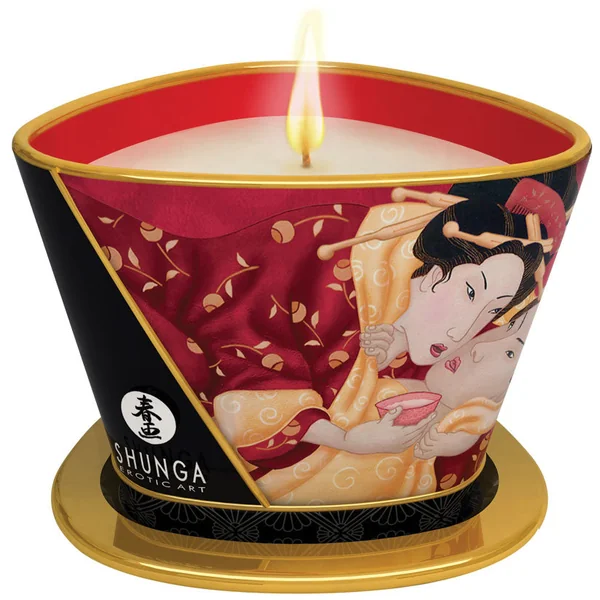 Shunga Massage Candle - Sparkling Strawberry Wine 5.7oz