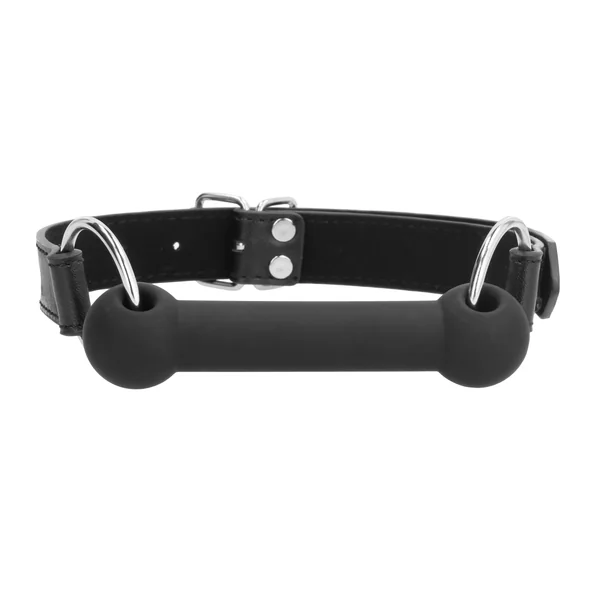 Silicone Bit Gag With Adjustable Bonded Leather Straps - Black