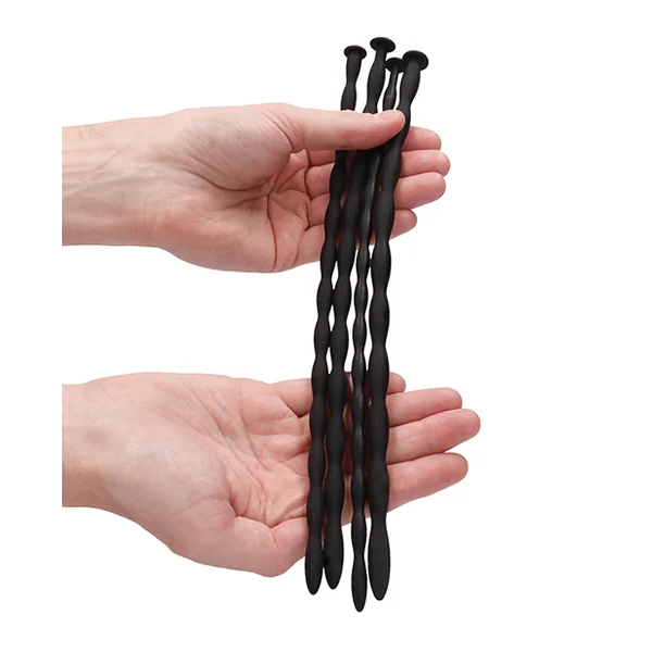 SILICONE SPIRAL SCREW PLUG SET ADVANCED URETHRAL SOUNDING BLACK
