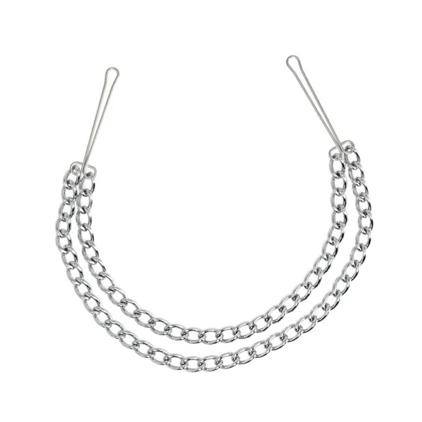 Silver Nipple Clamps With Double Chain