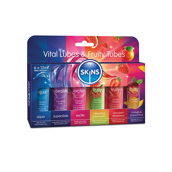 Skins Vital Lubes & Fruity Tubes - 12 ml Tubes Pack of 6