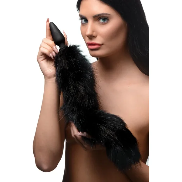 Small Anal Plug With Interchangeable Fox Tail – Black