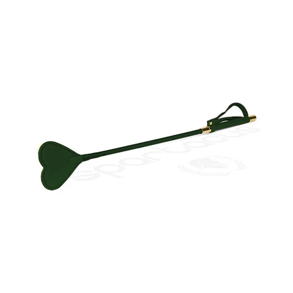 Spartacus Pu Riding Crop W-plush Heart Shape Tip - Green