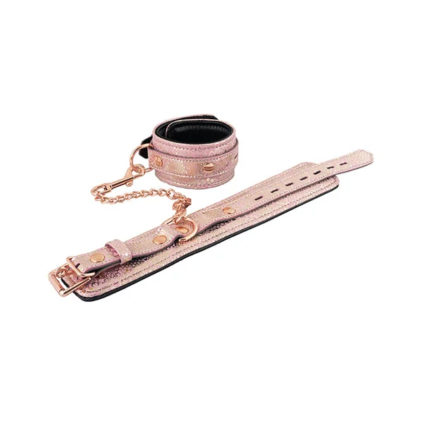 Spartacus Wrist Restraints W-leather Lining - Pink Snakeskin Micro Fiber