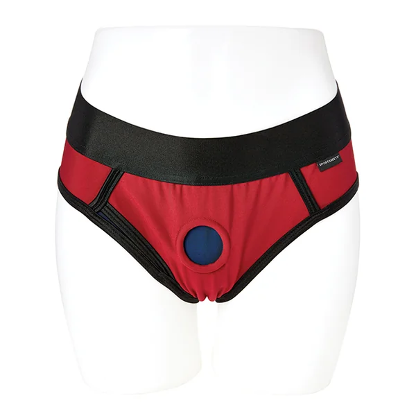 SPORTSHEETS EM.EX. CONTOUR 2X SCARLET/NAVY HARNESS