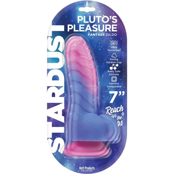 Stardust Pluto’s Pleasure Silicone Dildo with Suction Cup 7in – Pink/Purple