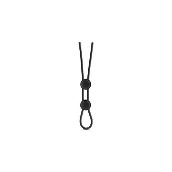 Stay Hard Silicone Double Loop Lasso/Bolo Cock Ring, Black