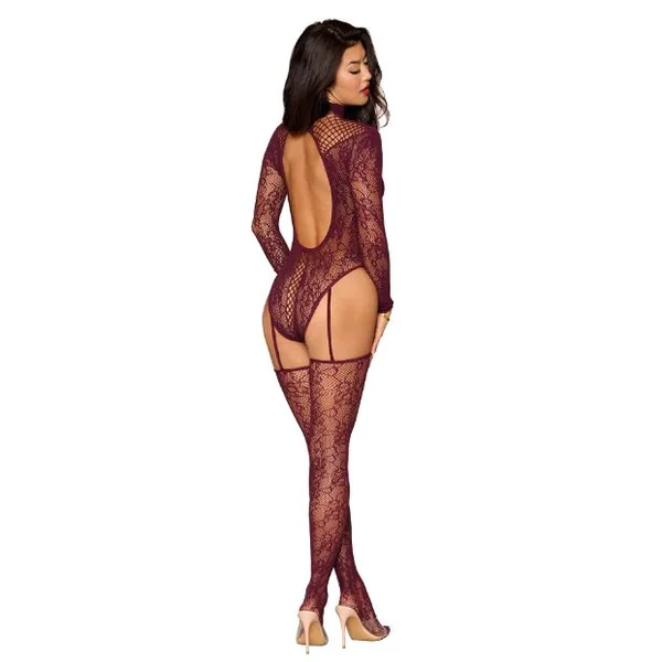 TEDDY BODYSTOCKING CHERRY LACQUER O/S
