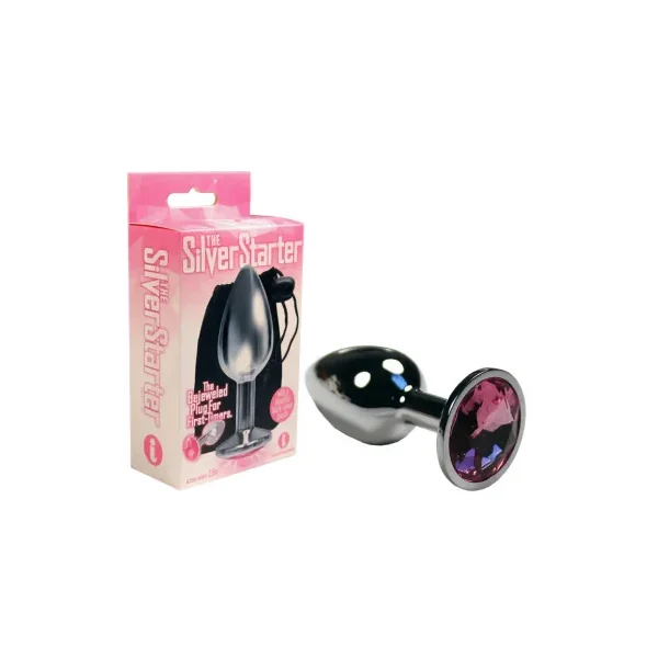 The 9’s The Silver Starter Bejeweled Stainless Steel Plug with Pink Gem