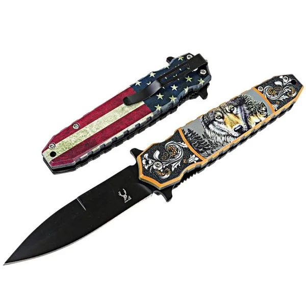 TheBoneEdge 8″ Wolf Spring Assisted Folding Knife Tactical Rescu