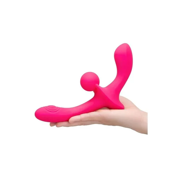 Together Double Tap Rechargeable Silicone Double-Ended Vibrating Strapless Strap-On