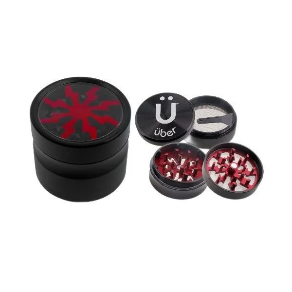 Uber Grinder 2.0 Grinder 2.5in 4pc CNC W/Screen Red