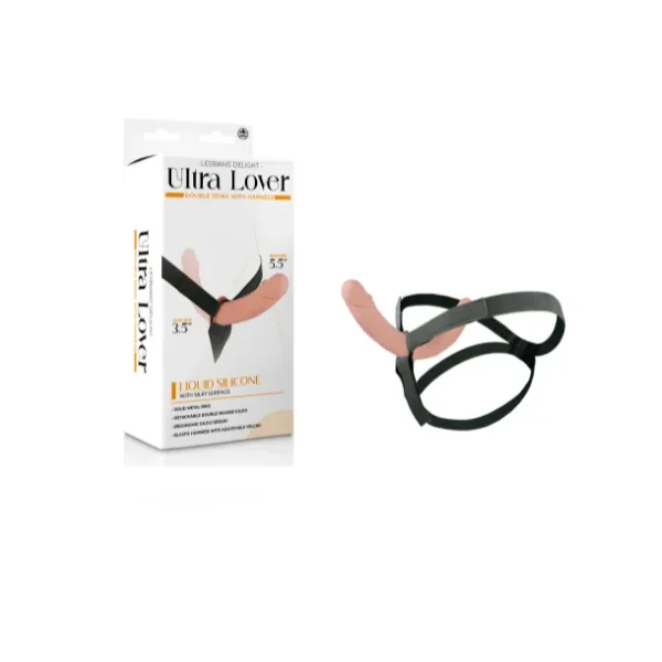 ULTRA LOVER 8″ SILICONE DOUBLE DONG WITH STRAP ON