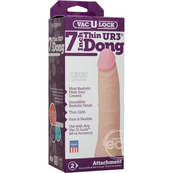 Vac-U-Lock Ultraskyn 7″ Thin Dildo