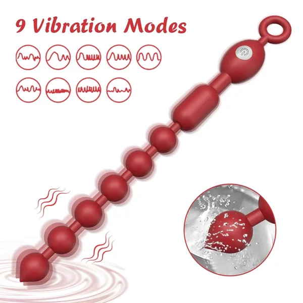 Vibrating Anal Beads Flexible Silicone 9 Vibration Modes
