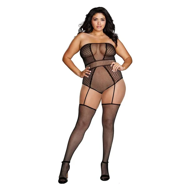 (WD) STRAPLESS TEDDY BODYSTOCK BLACK QUEEN