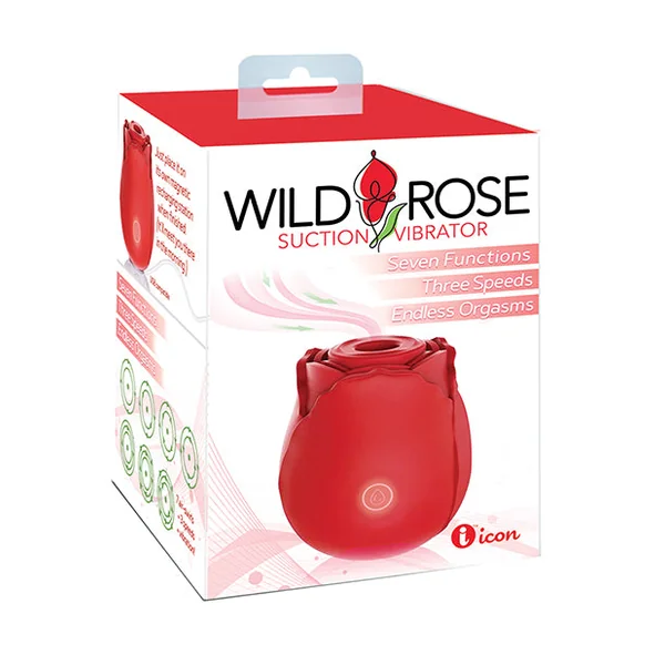 Wild Rose Rechargeable Silicone Suction Vibrator - Red